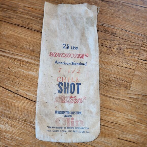 Vintage Old Winchester Western 25lb American Standard 8 Chill Canvas Shot Bag - Picture 2 of 11